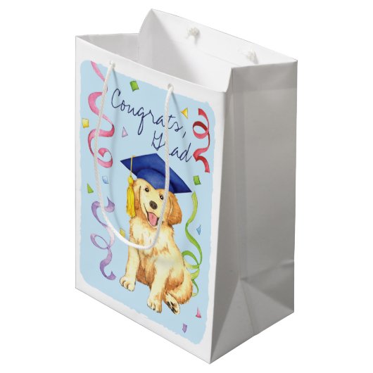 Golden Afstuderen Medium Cadeauzakje (Voorkant Gekanteld)