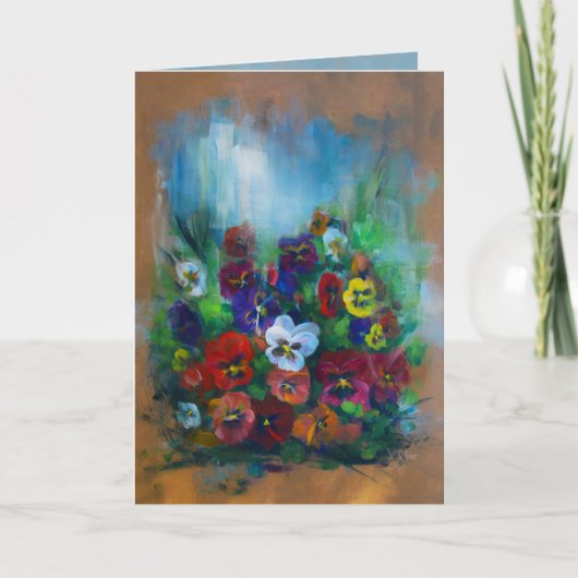 Golden Afternoon Pansies Bedankkaart (Voorkant)