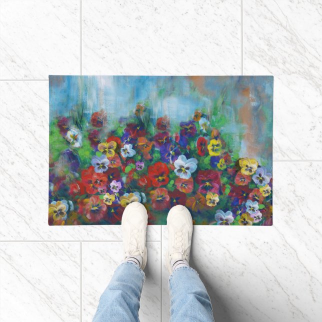 Golden Afternoon Pansies by Jason Street Deurmat (Binnen)