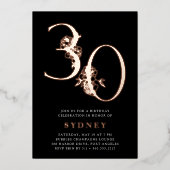 Golden Age | 30e Roos-goud van de geboorte Folie Uitnodiging (Voorkant)