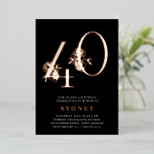 Golden Age | 40e Roos Gold van de partij "Birthday Folie Uitnodiging (Staand Voorkant)