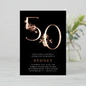 Golden Age | 50e verjaardag van het Roos Gold Folie Uitnodiging (Staand Voorkant)