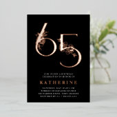 Golden Age | 65e Roos-goud van de Birthday Party Folie Uitnodiging (Staand Voorkant)