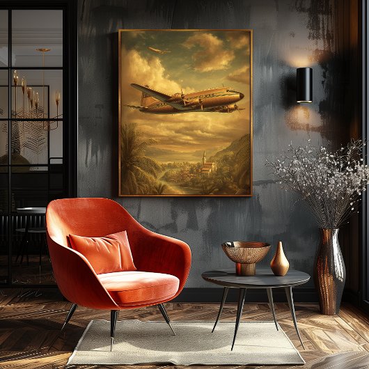 Golden Age Flight — Los Angeles DC-6 Airliner Poster
