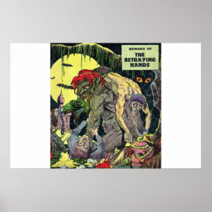 Golden age horror strips  40s Scary comics Poster