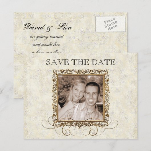Golden Age of Elegance, Save the Date Briefkaart (Voorkant / Achterkant)
