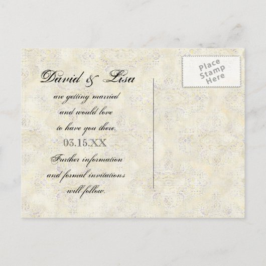 Golden Age of Elegance, Save the Date Briefkaart (Achterkant)