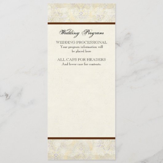 Golden Age of Elegance, Swirls Wedding Programme Programmakaart (Achterkant)