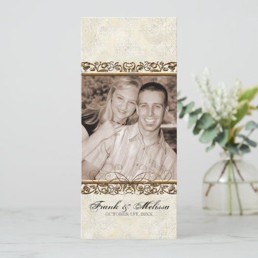 Golden Age of Elegance, Swirls Wedding Programme Programmakaart (Staand voorkant)