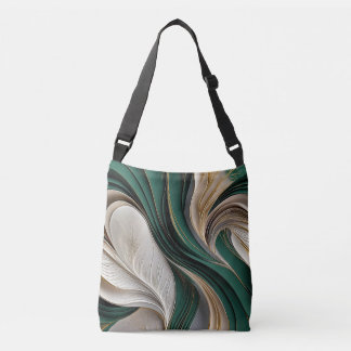 Golden Air – Emerald & Goud Flowing Abstract Crossbody Tas