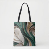 Golden Air – Emerald & Goud Flowing Abstract Tote Bag (Voorkant)