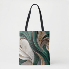 Golden Air – Emerald & Goud Flowing Abstract Tote Bag