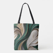 Golden Air – Emerald & Goud Flowing Abstract Tote Bag (Achterkant)