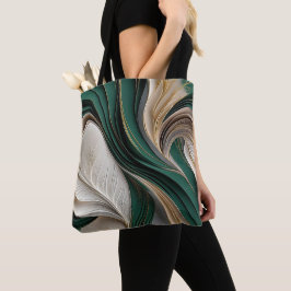 Golden Air – Emerald & Goud Flowing Abstract Tote Bag