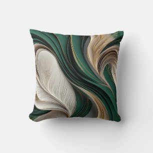 Golden Air – Emerald & Goud Stromend Abstract Kussen