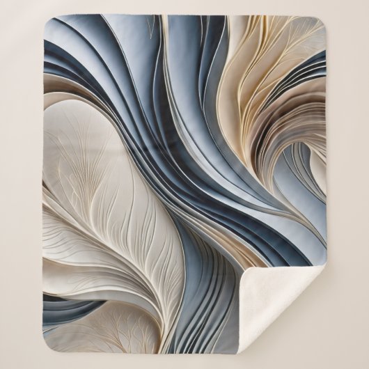 Golden Air - Zacht blauw en goud vloeiend Abstract Sherpa Deken (Voorkant)