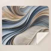 Golden Air - Zacht blauw en goud vloeiend Abstract Sherpa Deken (Voorkant (horizontaal))