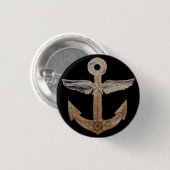 Golden Airship Anchor Ronde Button 3,2 Cm (Voorkant /achterkant)