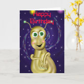 Golden Alien Verjaardag Kaart (Gele Bloem)