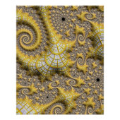 Golden Alien Zee creeert fractale Abstracte kunst Perfect Poster (Voorkant)