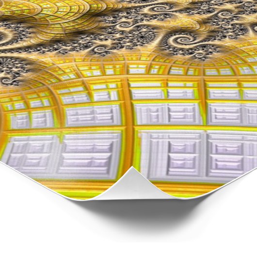 Golden Alien Zee creeert fractale Abstracte kunst Perfect Poster (Hoek)