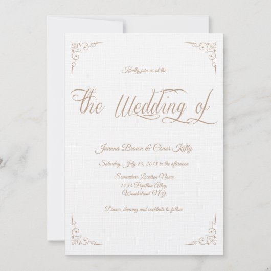 'Golden Alley' Wedding Invitation Design Kaart (Voorkant)