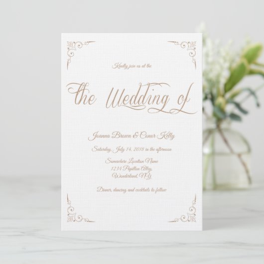'Golden Alley' Wedding Invitation Design Kaart (Staand voorkant)