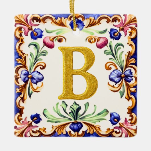 Golden Alphabet – Letter B Keramisch Ornament (Voorkant)