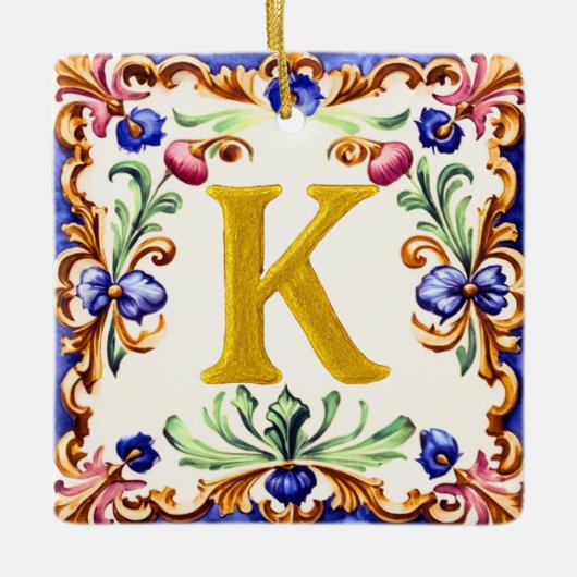 Golden Alphabet – Letter K Keramisch Ornament (Voorkant)