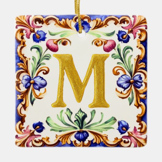 Golden Alphabet – Letter M Keramisch Ornament (Voorkant)