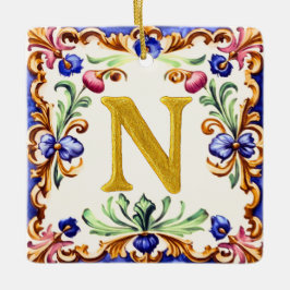 Golden Alphabet – Letter N Keramisch Ornament
