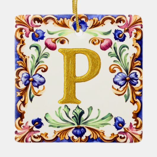 Golden Alphabet – Letter P Keramisch Ornament (Voorkant)
