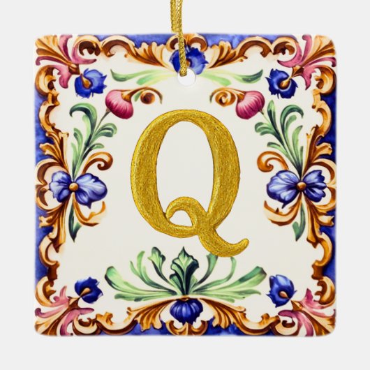 Golden Alphabet – Letter Q Keramisch Ornament (Voorkant)