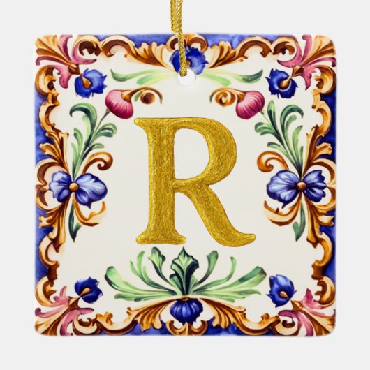 Golden Alphabet – Letter R Keramisch Ornament (Voorkant)