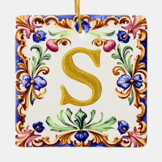 Golden Alphabet – Letter S Keramisch Ornament (Voorkant)