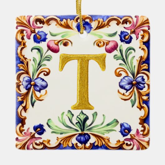 Golden Alphabet – Letter T Keramisch Ornament (Voorkant)