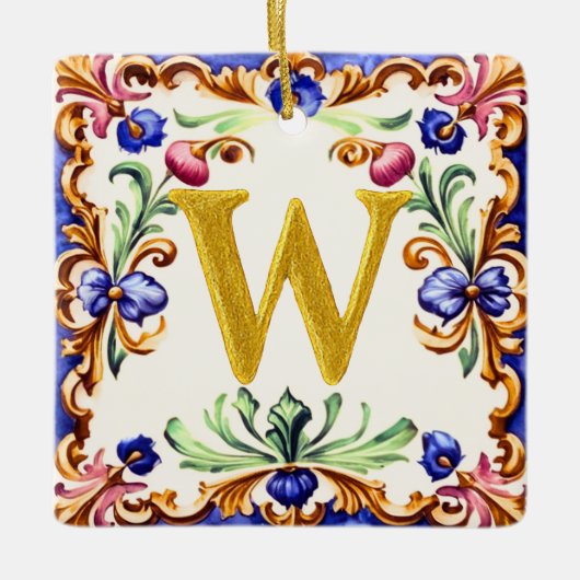 Golden Alphabet – Letter W Keramisch Ornament (Voorkant)