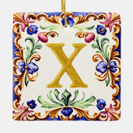 Golden Alphabet – Letter X Keramisch Ornament (Voorkant)