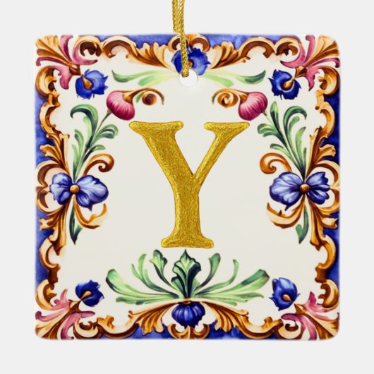 Golden Alphabet – Letter Y Keramisch Ornament (Voorkant)
