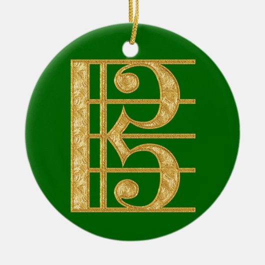 Golden Alto Clef Keramisch Ornament (Voorkant)