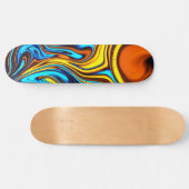 Golden Amber and Blue Abstract Lava Flow Persoonlijk Skateboard (Horizontaal)