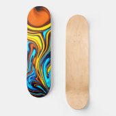 Golden Amber and Blue Abstract Lava Flow Persoonlijk Skateboard (Voorkant)