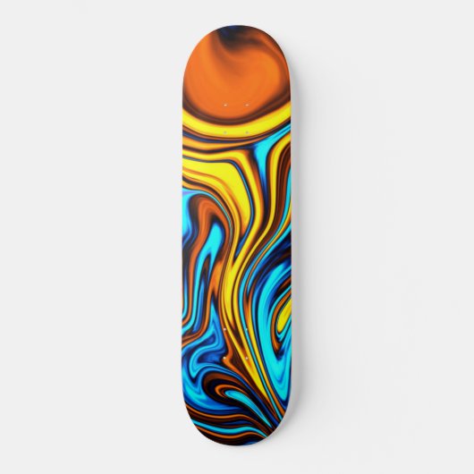 Golden Amber and Blue Abstract Lava Flow Persoonlijk Skateboard (Voorkant)