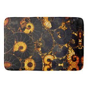 Golden Amber black Nautilus shell patroon, fossiel Badmat