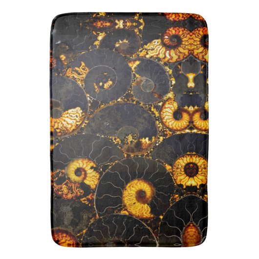 Golden Amber black Nautilus shell patroon, fossiel Badmat (Voorkant Verticaal)