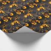 Golden Amber black Nautilus shell patroon, fossiel Cadeaupapier (Hoek)