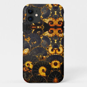 Golden Amber black Nautilus shell patroon, fossiel Case-Mate iPhone Case
