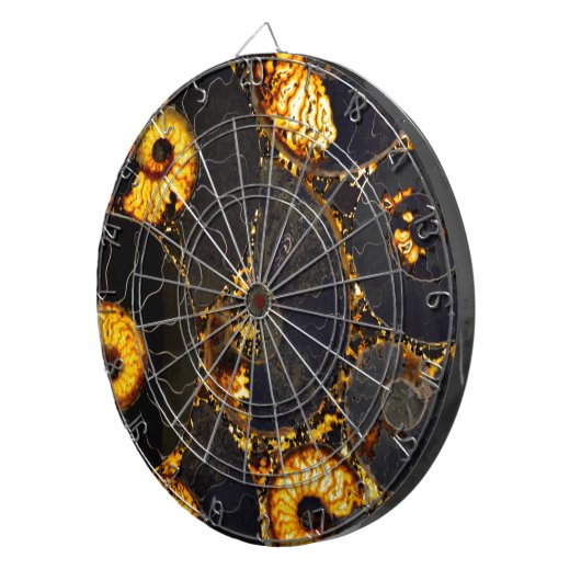 Golden Amber black Nautilus shell patroon, fossiel Dartbord (Voorkant Rechts)