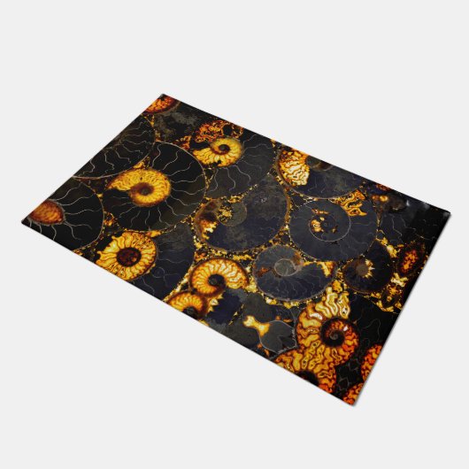 Golden Amber black Nautilus shell patroon, fossiel Deurmat (Schuin)