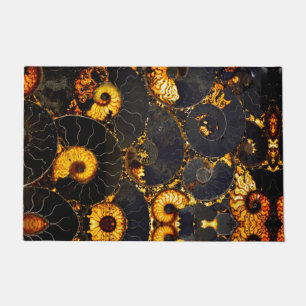 Golden Amber black Nautilus shell patroon, fossiel Deurmat